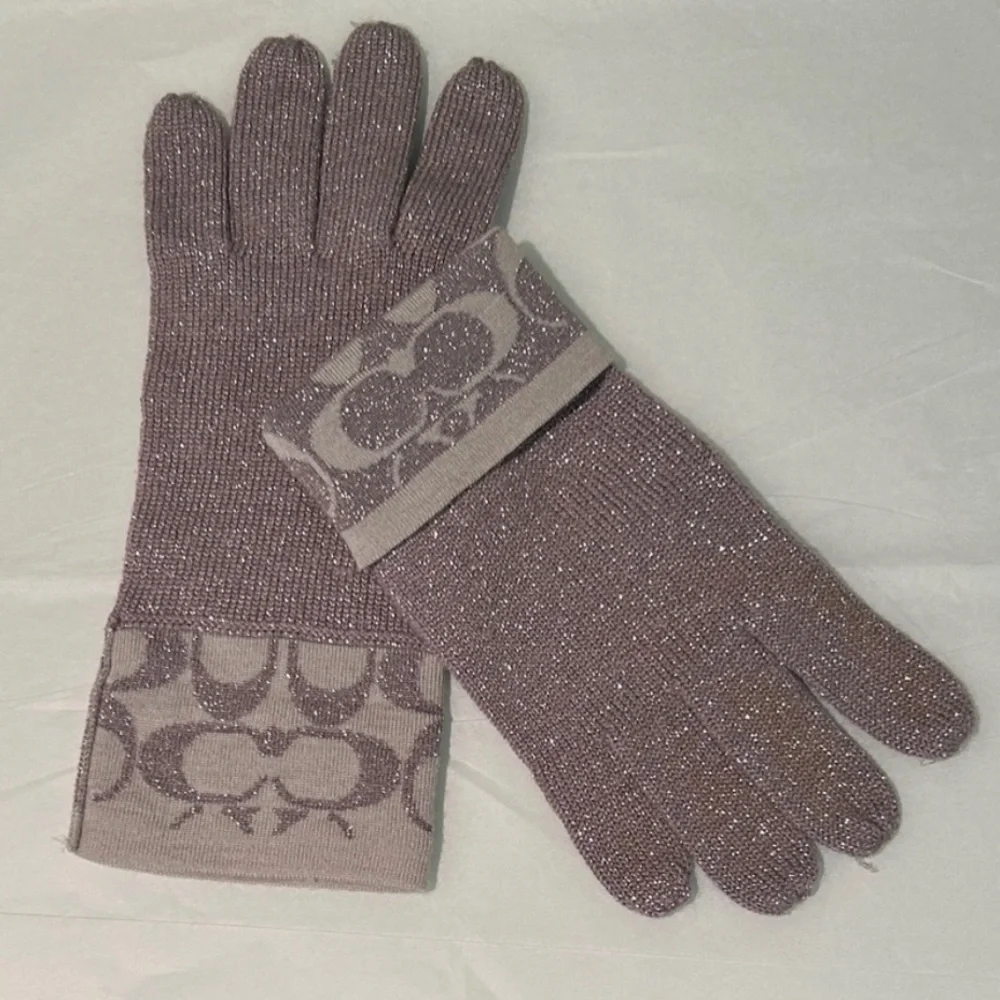 Coach Signature C Metallic Taupe/Silver Gloves
